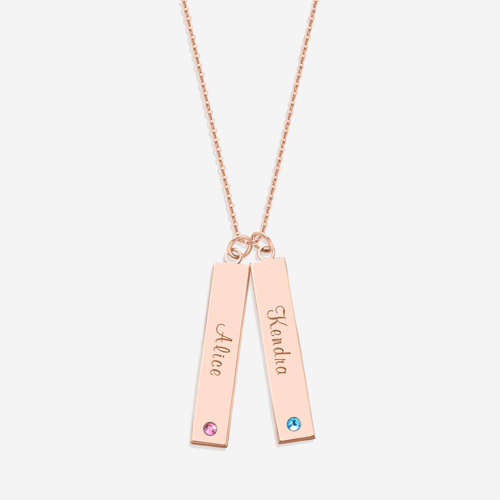 Birthstone Bar Necklace - 18k Rose Gold Plated / 5