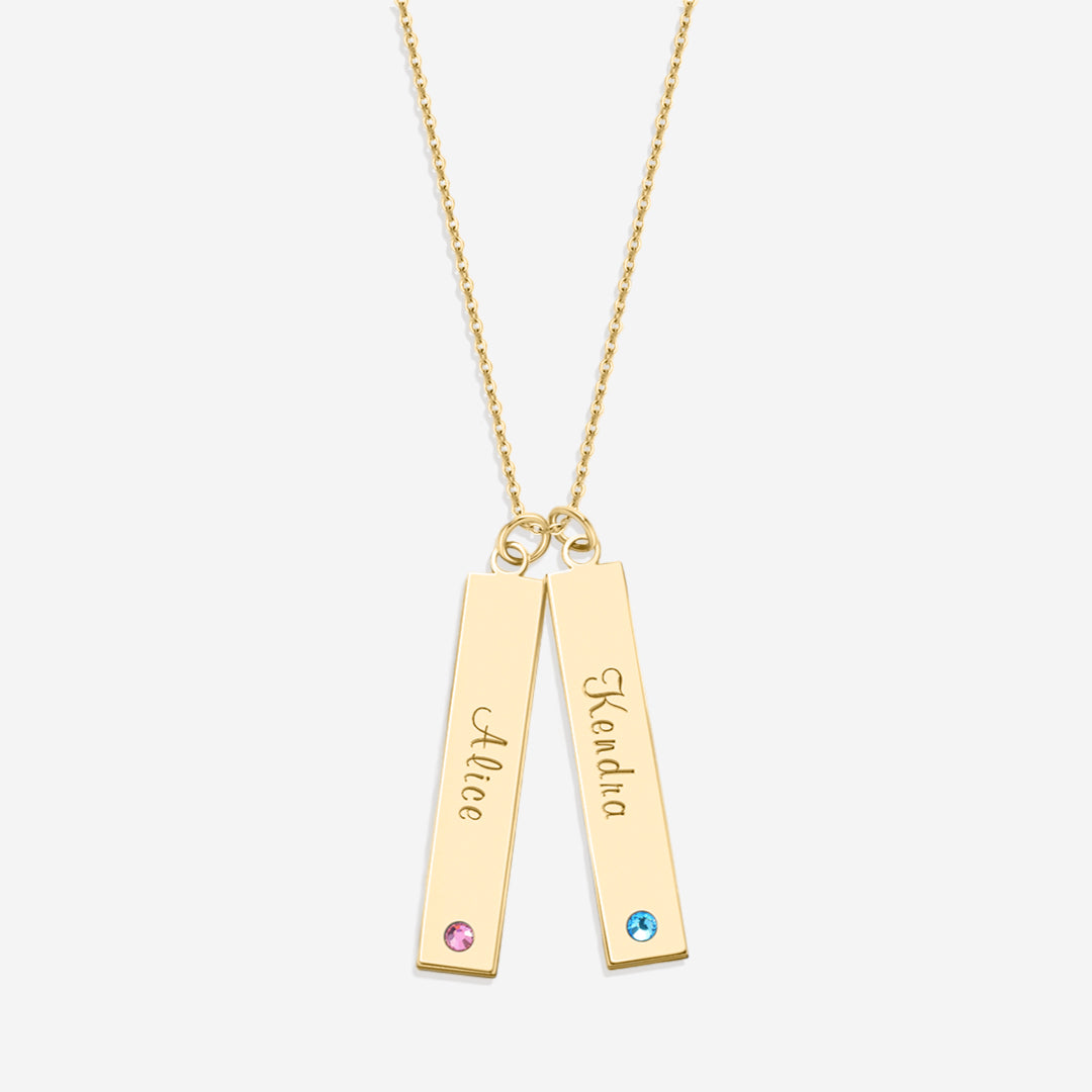Gold birthstone bar necklace with gemstone — Mint & Lily