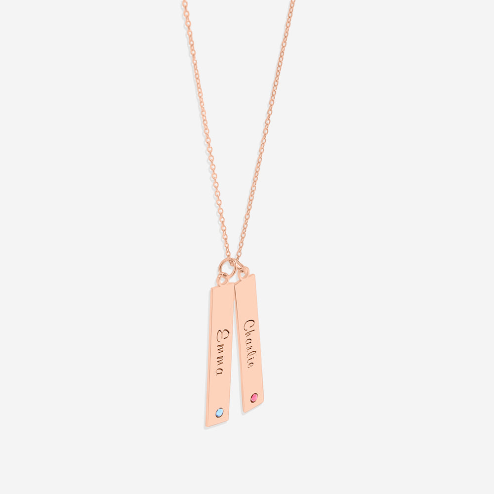 Birthstone Bar Necklace - 18k Rose Gold Plated / 5
