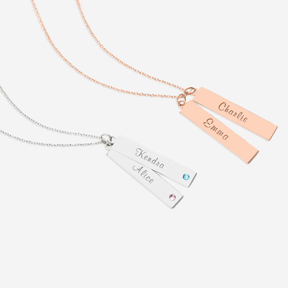 Birthstone Bar Necklace - 18k Rose Gold Plated / 5
