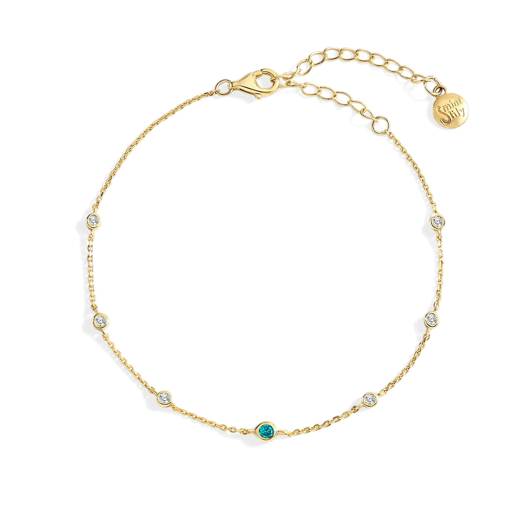 March Birthstone Station Bracelet