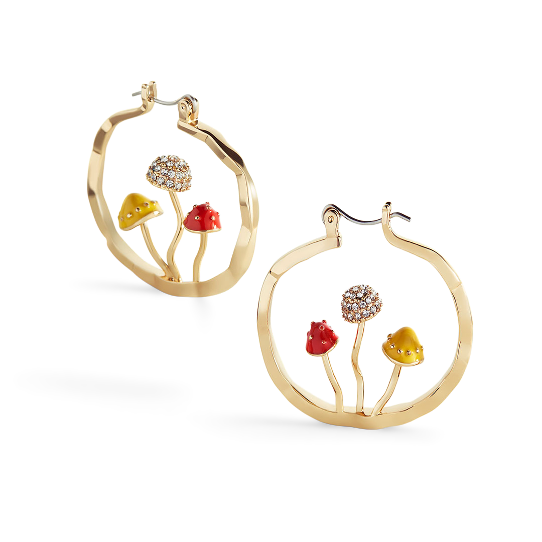 Boho Mushroom Hoop Earrings