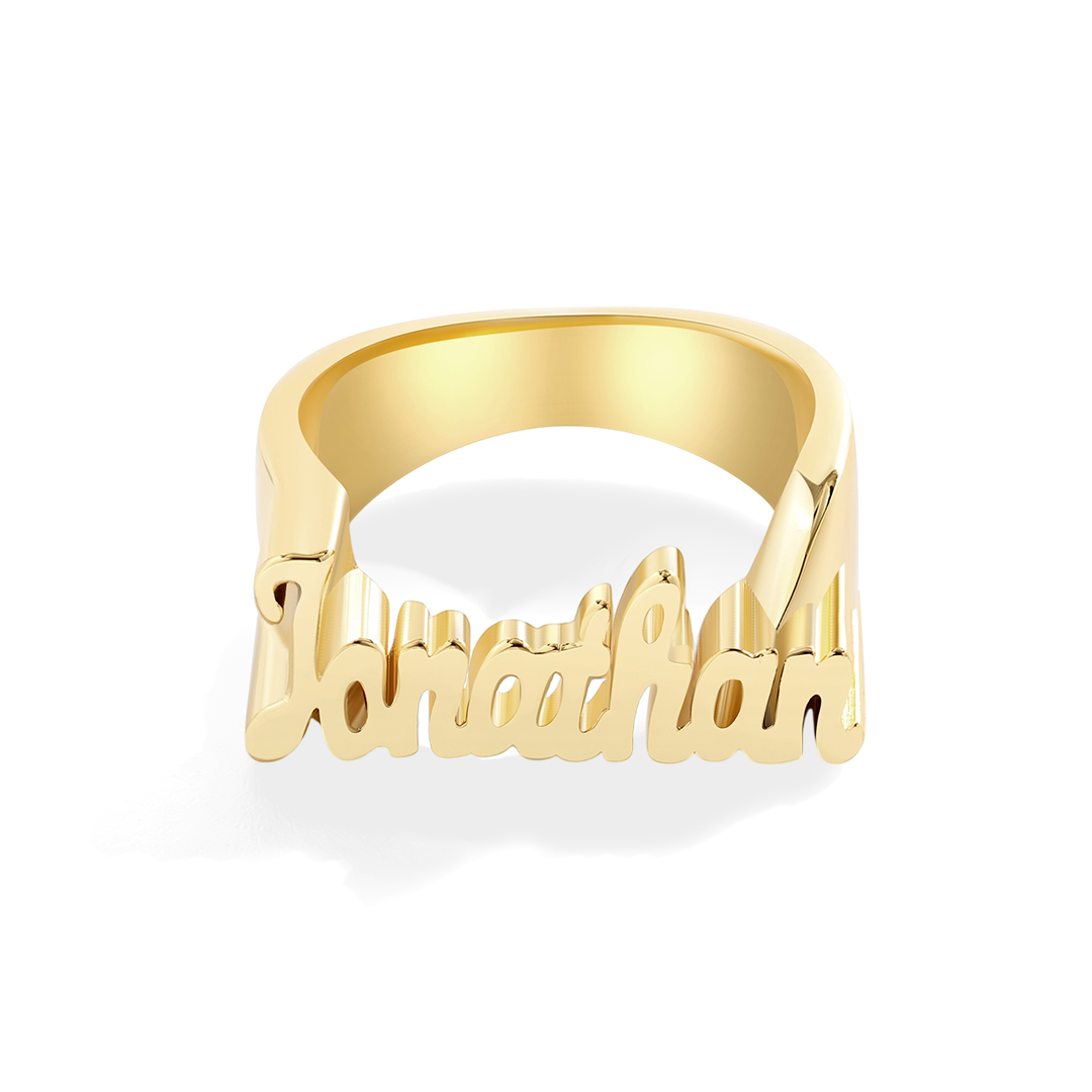 Brilliant Script Name Ring
