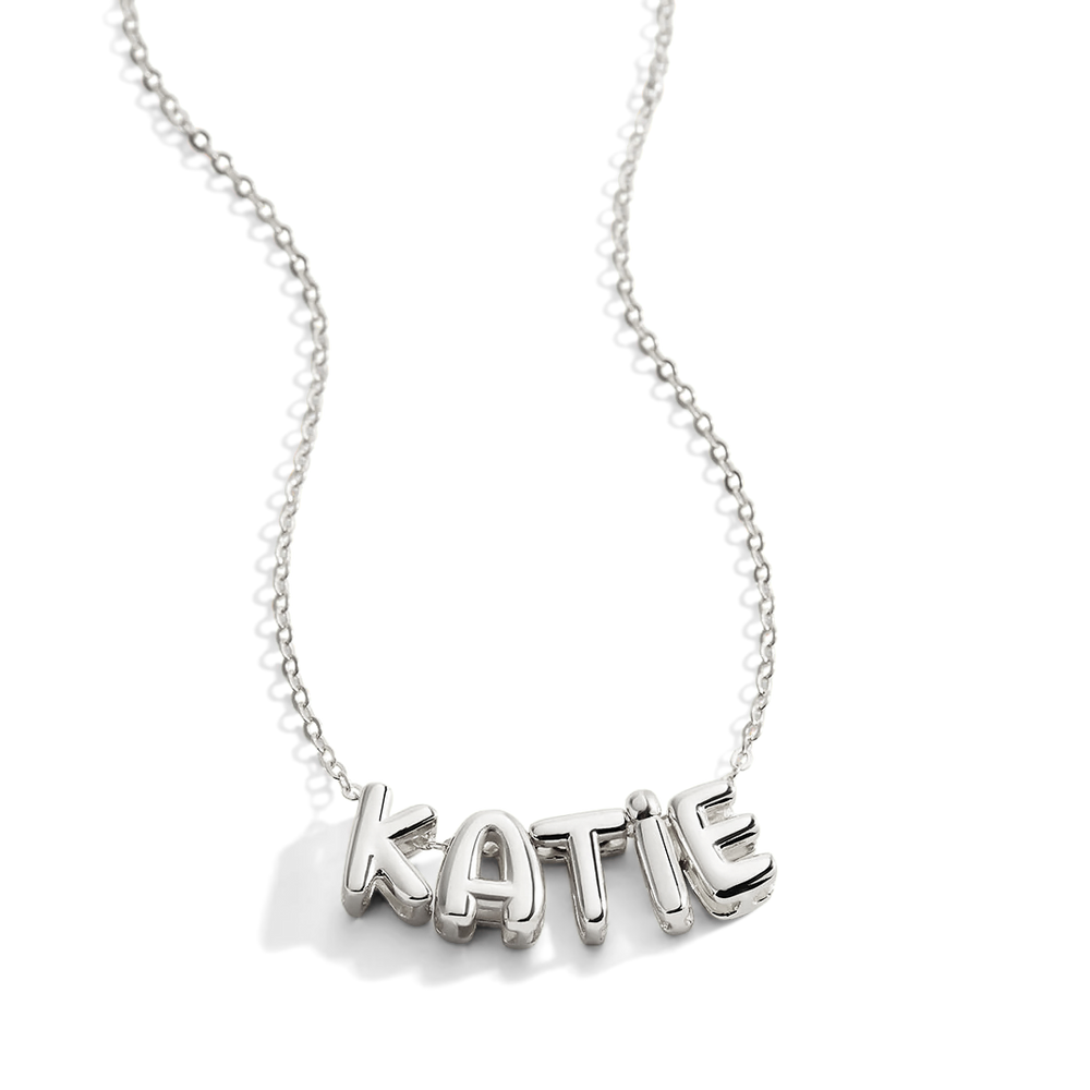 Bubble Name Necklace - Silver / 18" + 2" / 1