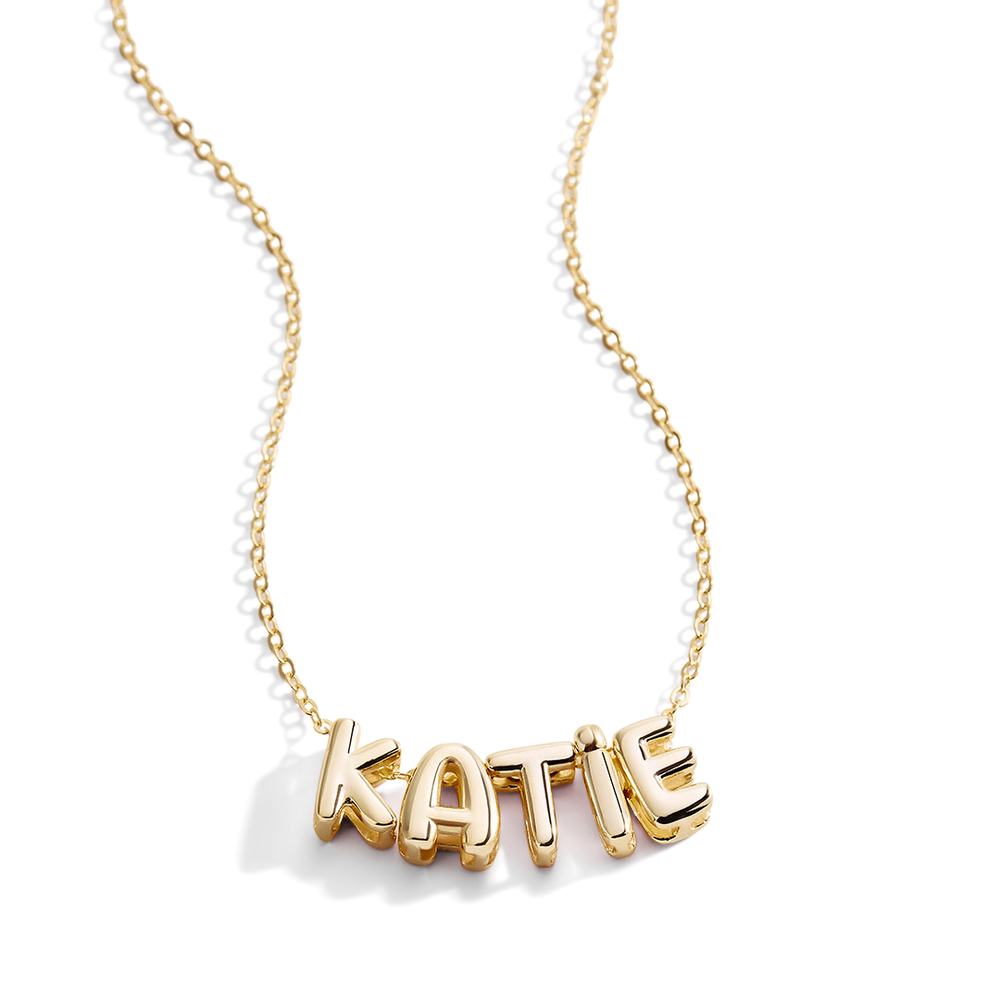Bubble Name Necklace - 18k Gold Over Sterling Silver / 20" + 2" / 2
