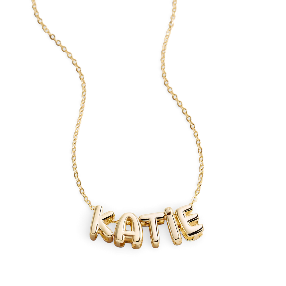 Bubble Name Necklace - Gold / 18" + 2" / 1