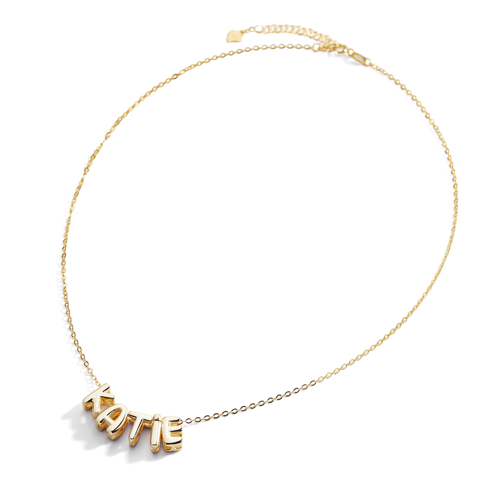 Bubble Name Necklace - 18k Gold Over Sterling Silver / 20" + 2" / 2