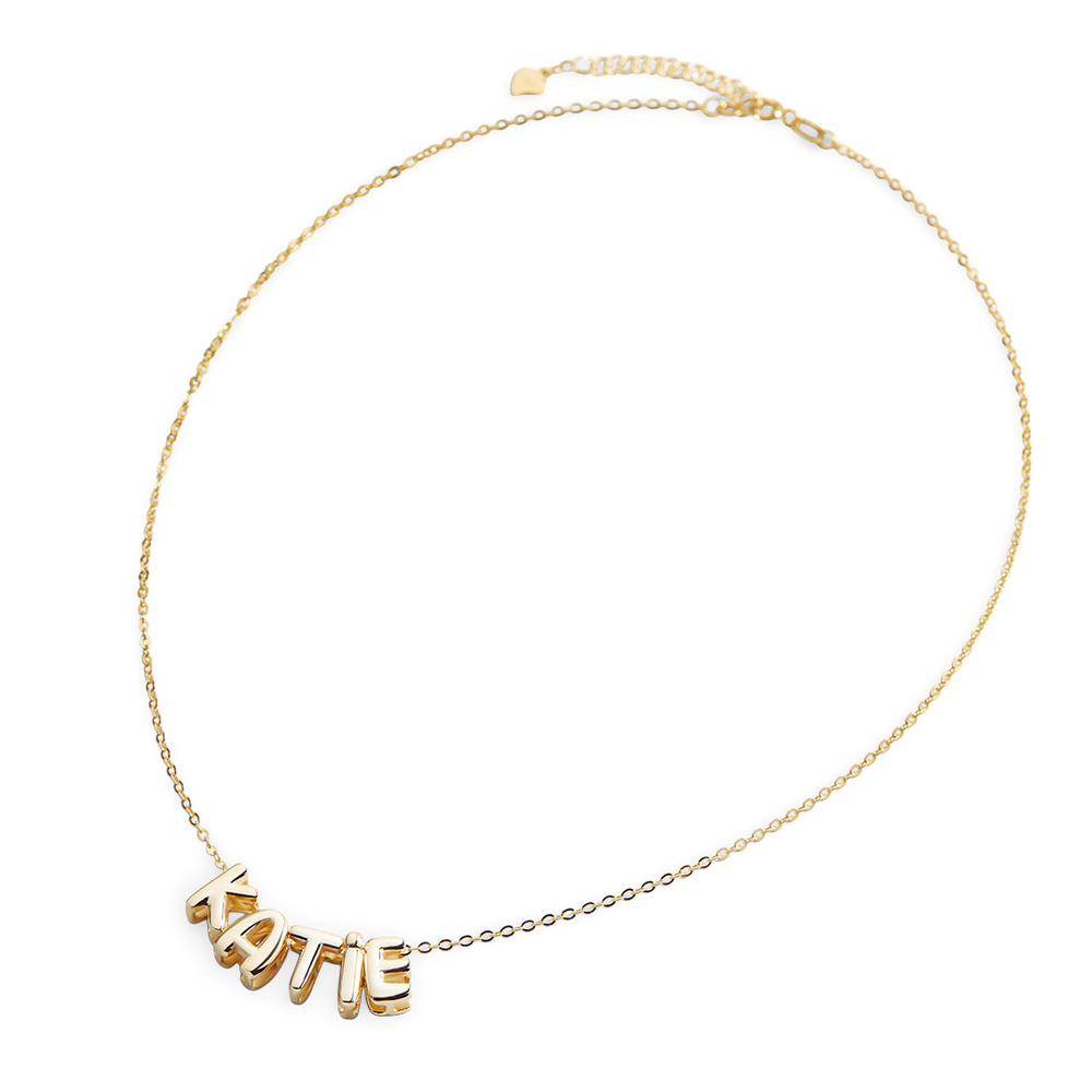 Bubble Name Necklace - Gold / 18" + 2" / 1
