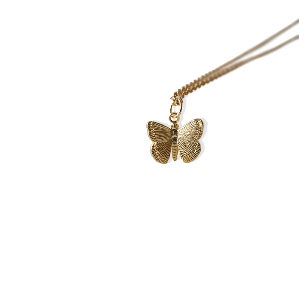 Butterfly Pendant Necklace - Gold