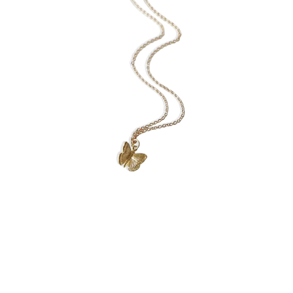Butterfly Pendant Necklace - Gold