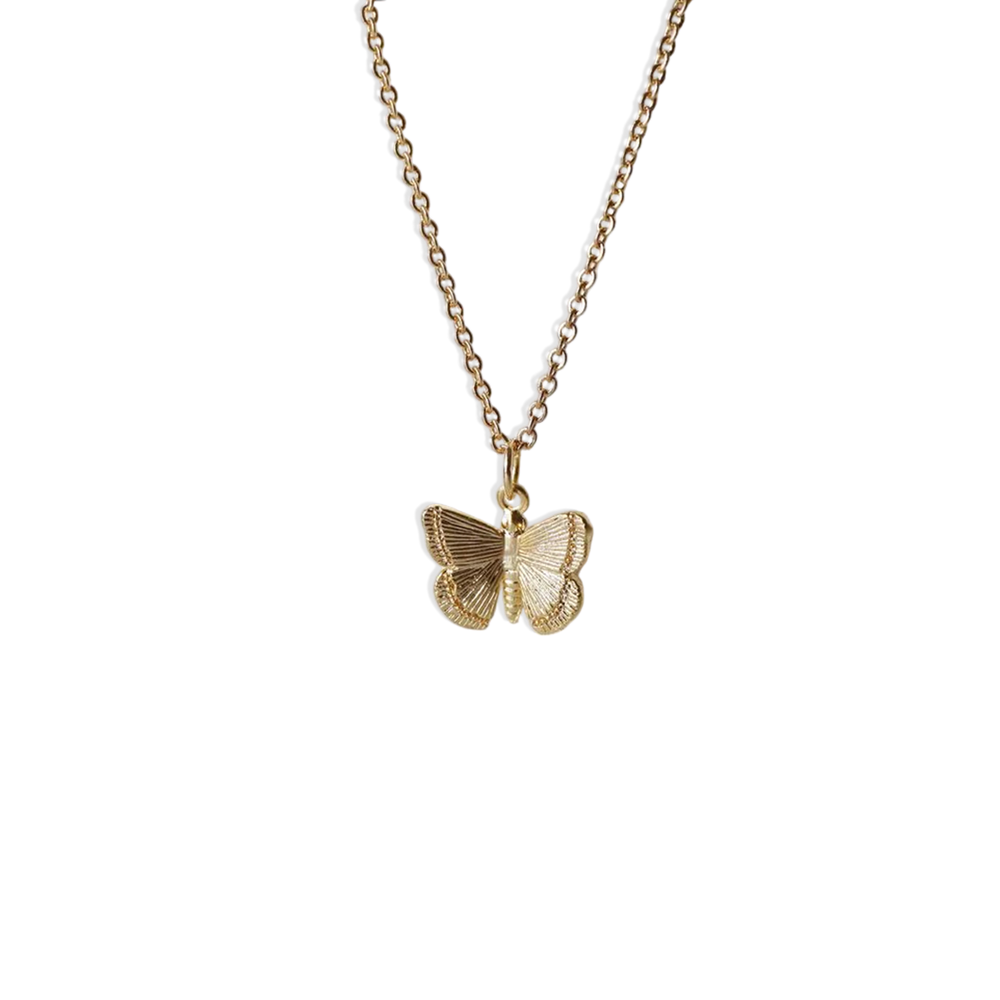 Butterfly Pendant Necklace - Gold