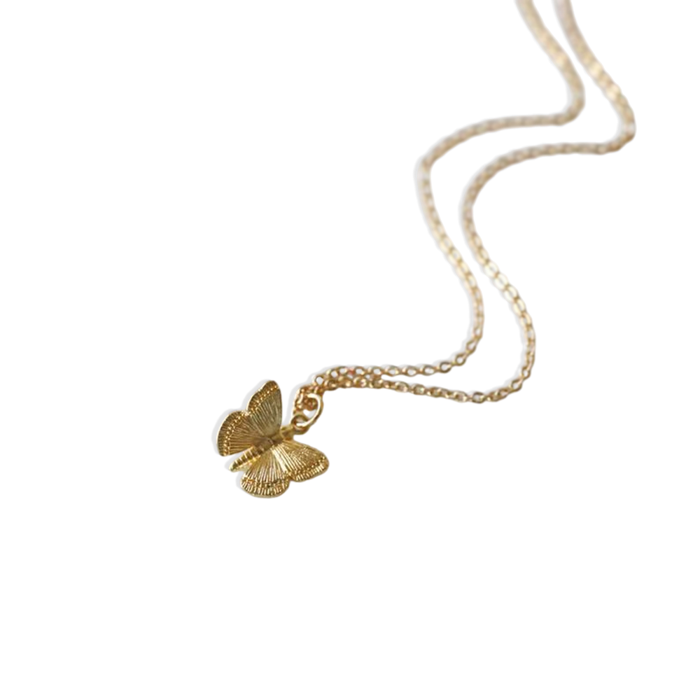 Butterfly Pendant Necklace - Gold