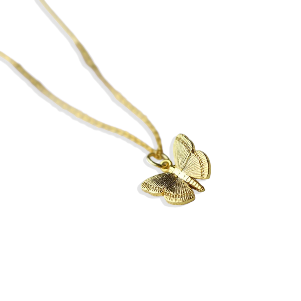 Butterfly Pendant Necklace - Gold