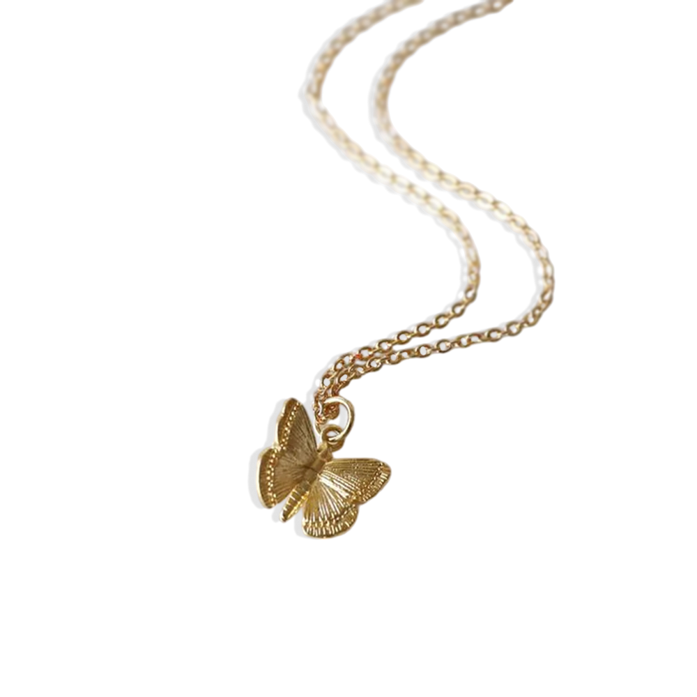Butterfly Pendant Necklace - Gold