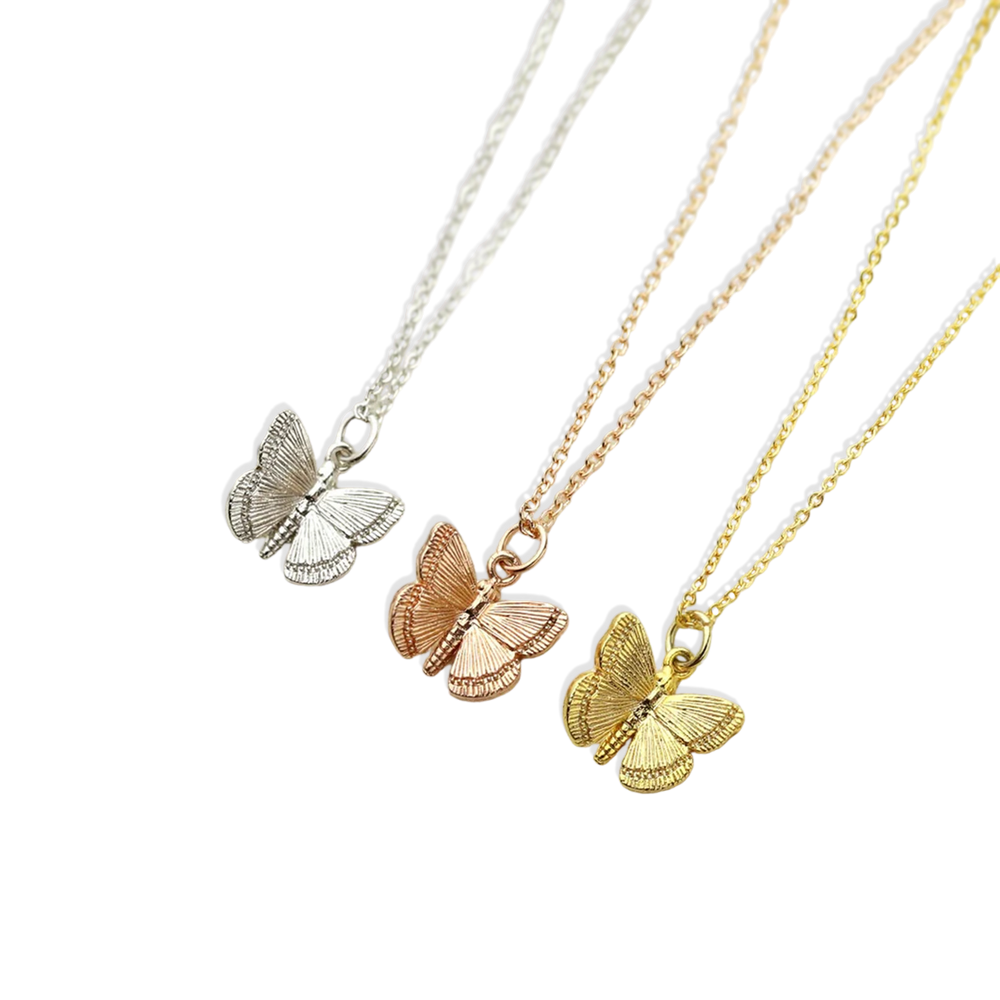 Butterfly Pendant Necklace - Gold