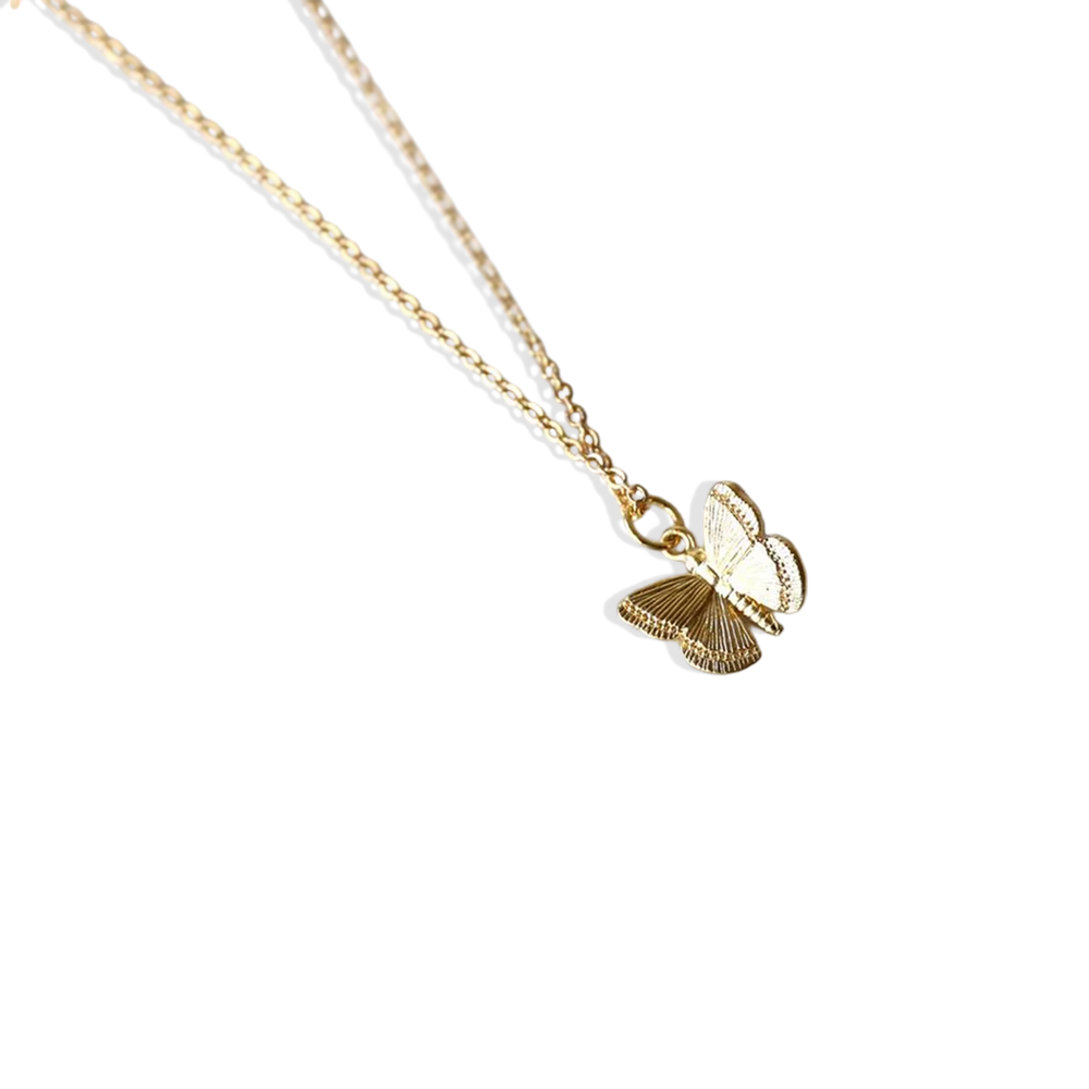 Butterfly Pendant Necklace - Gold