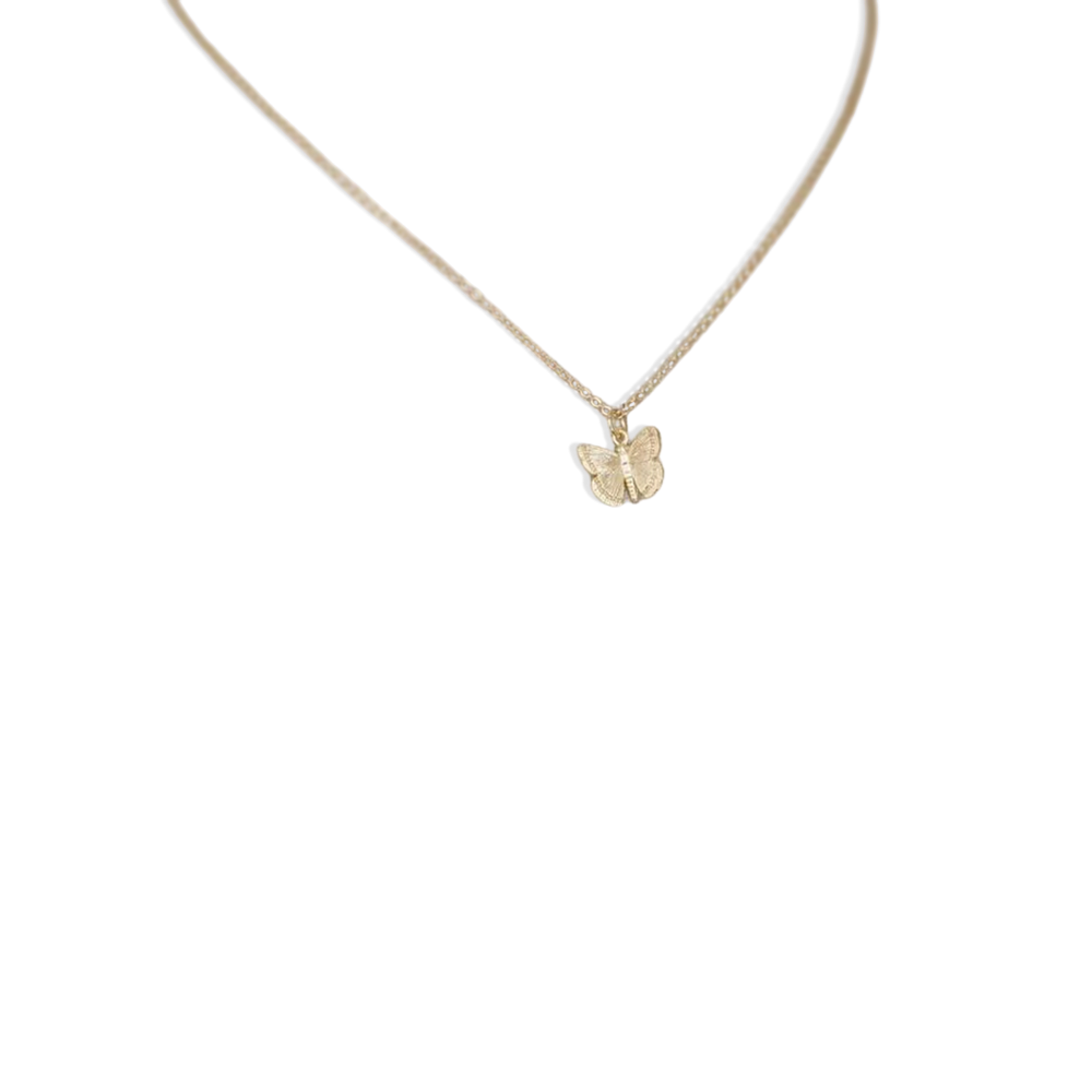 Butterfly Pendant Necklace - Gold