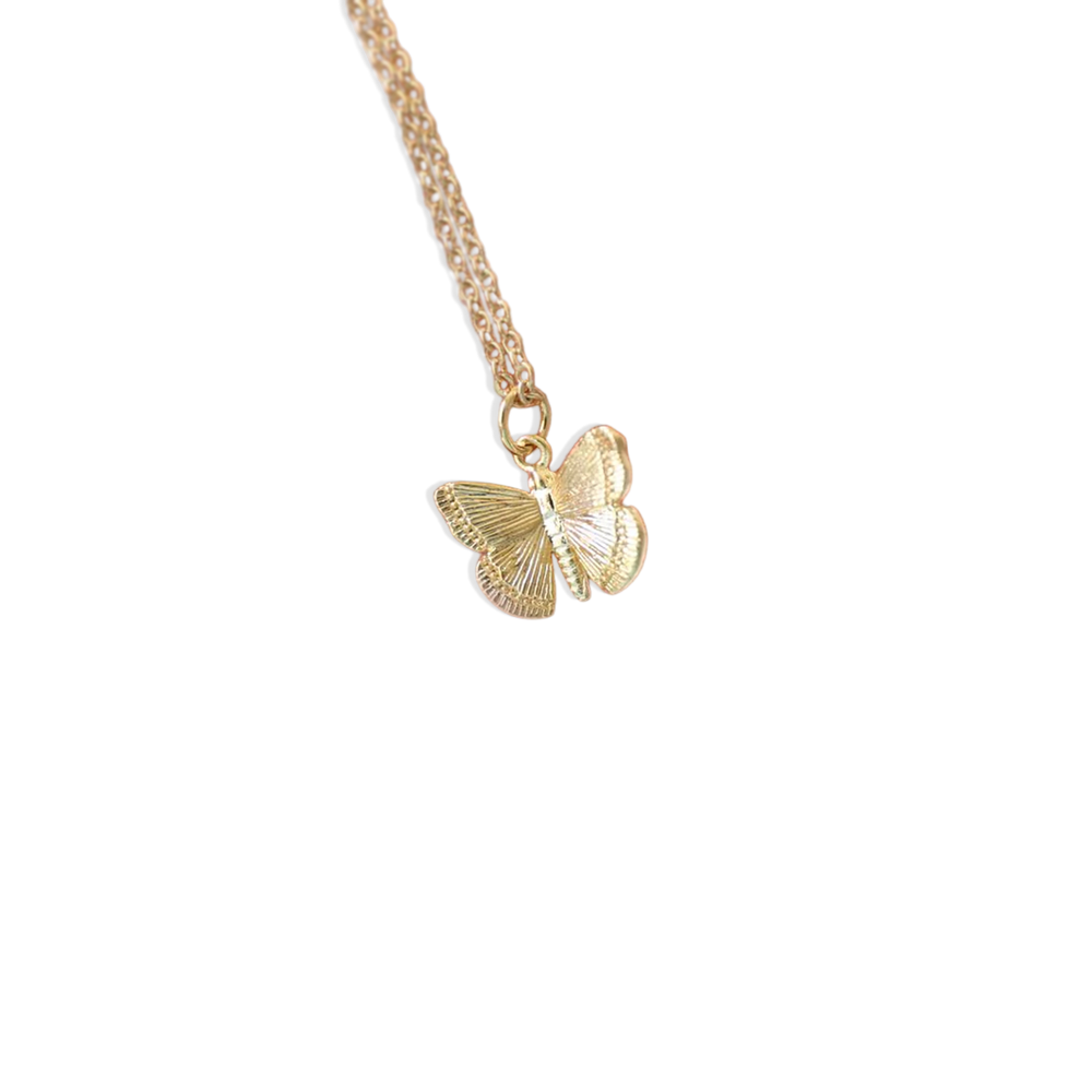 Butterfly Pendant Necklace - Gold