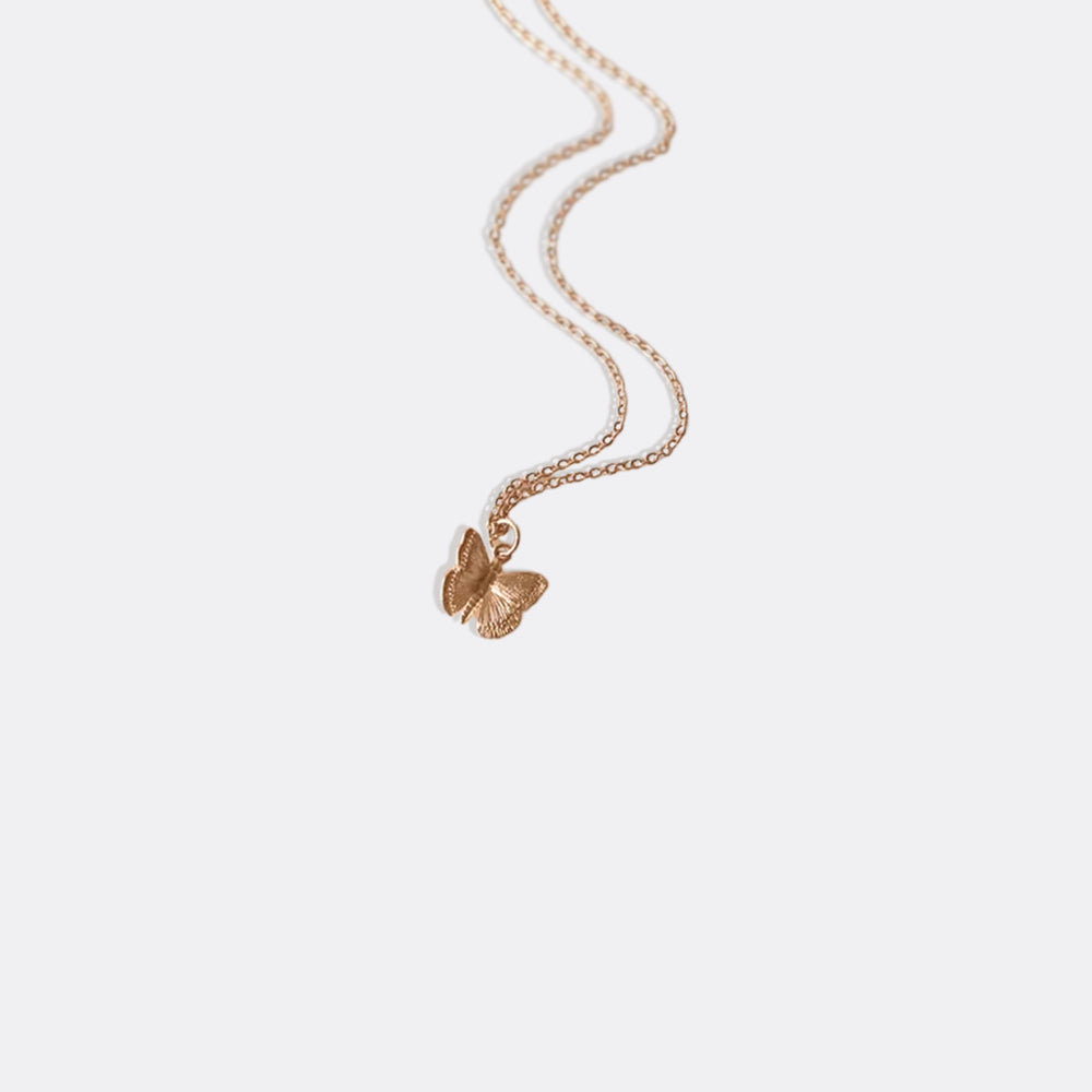 Butterfly Pendant Necklace - 18k Rose Gold Plated