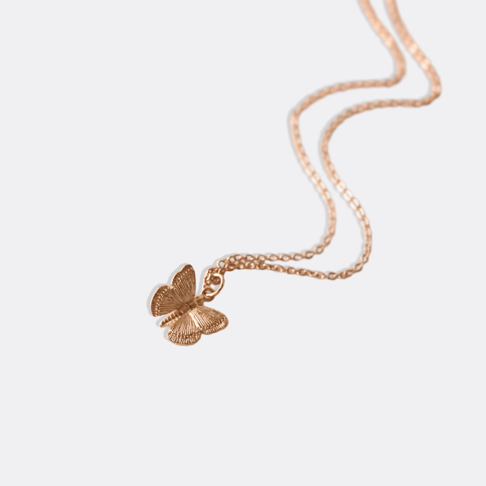 Butterfly Pendant Necklace - 18k Rose Gold Plated