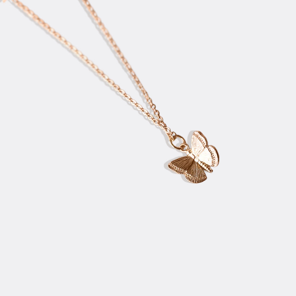 Butterfly Pendant Necklace - 18k Rose Gold Plated