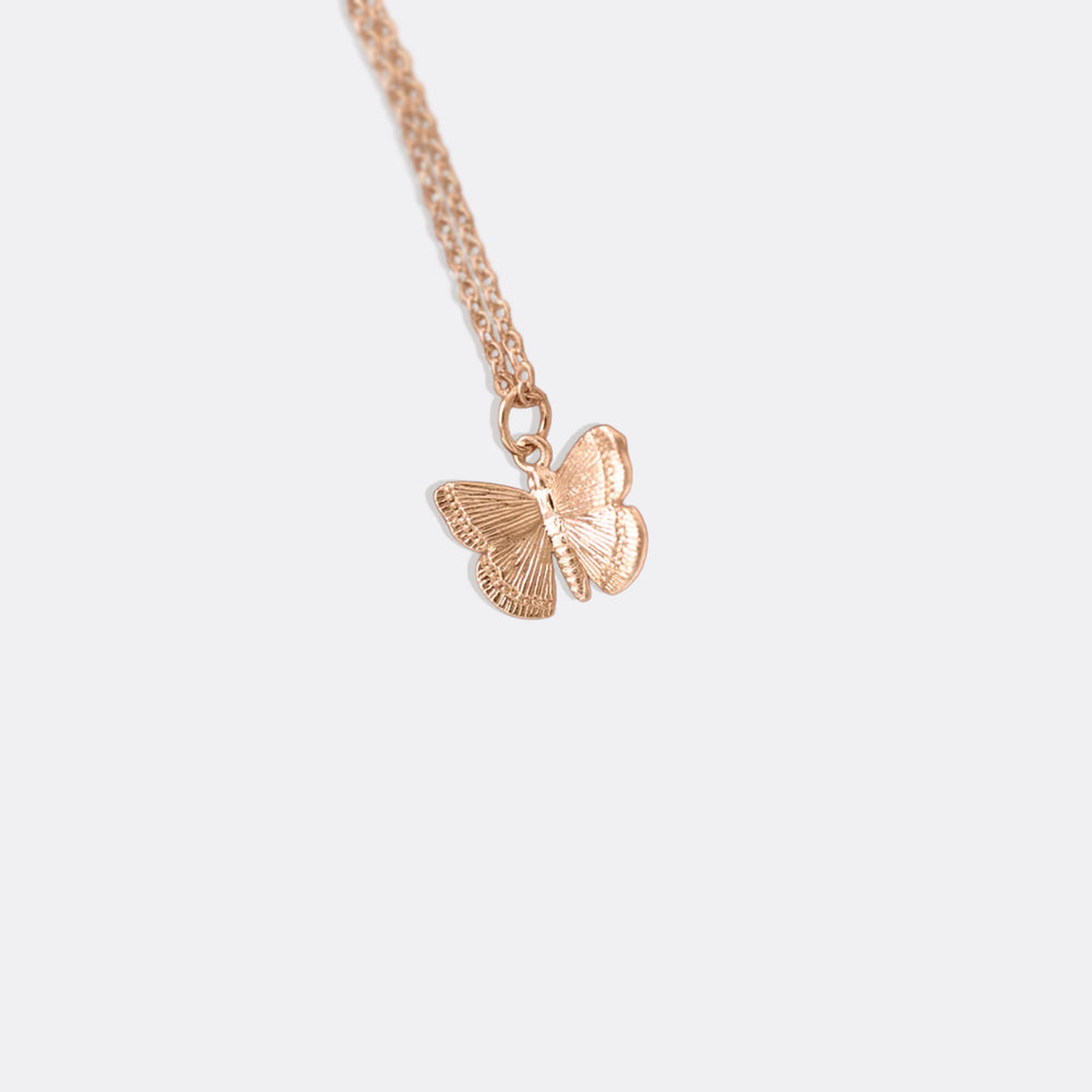 Butterfly Pendant Necklace - 18k Rose Gold Plated