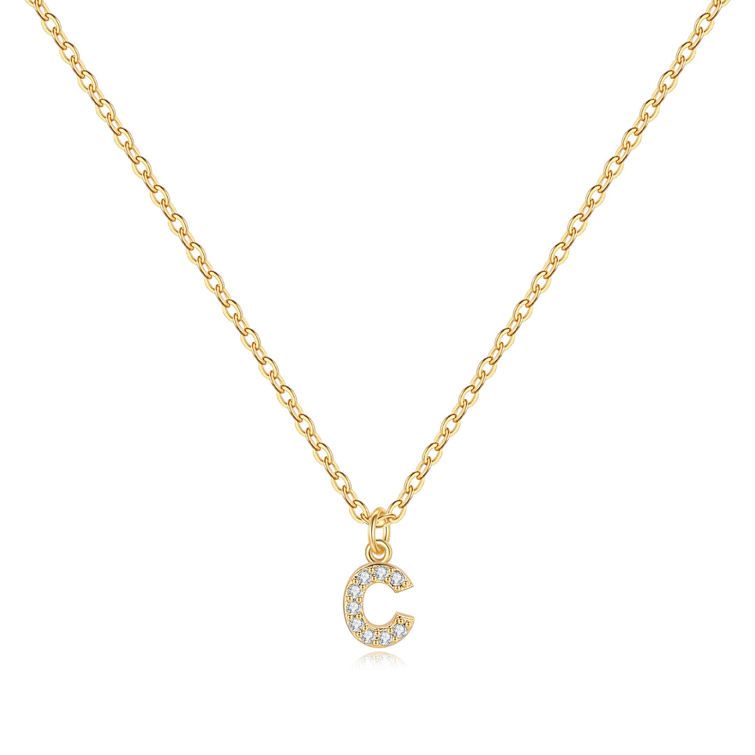 Pavé Uppercase Initial Necklace Mint And Lily