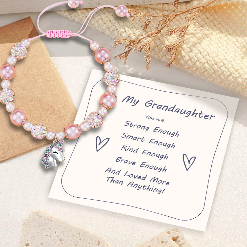 To My Granddaughter Unicorn Stone Bracelet - Unicorn
