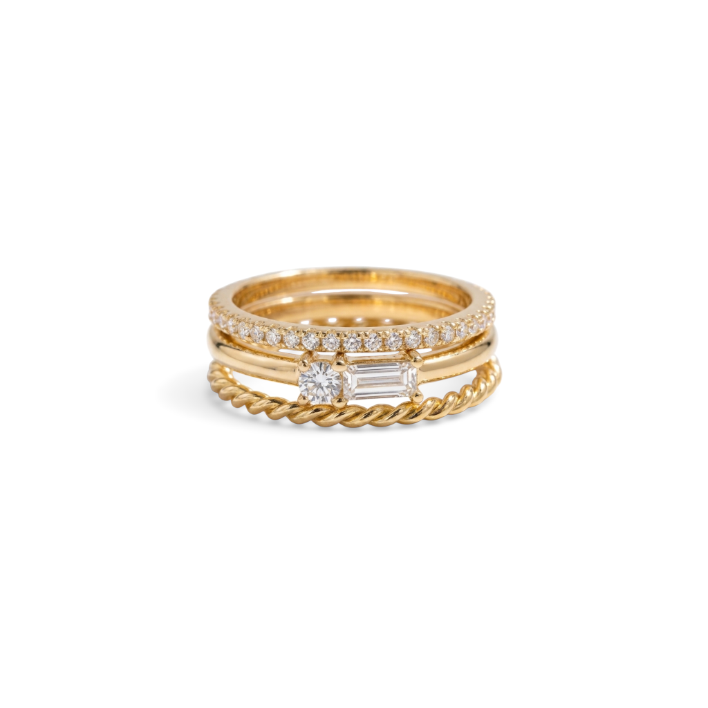 Classic Ring Stack: three gold stacking rings shown together on a white background