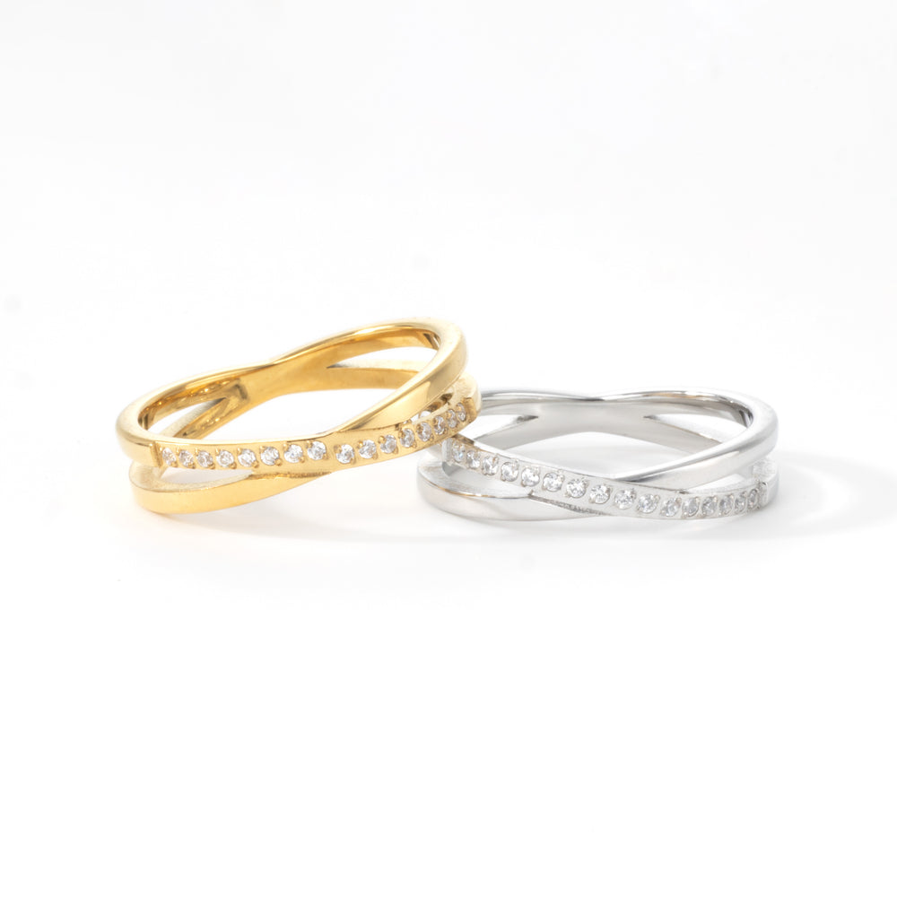 Crossing Wave Ring - Gold / 5