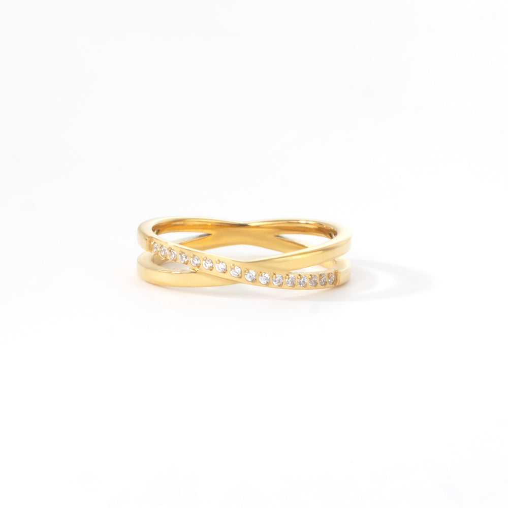 Crossing Wave Ring - Gold / 5