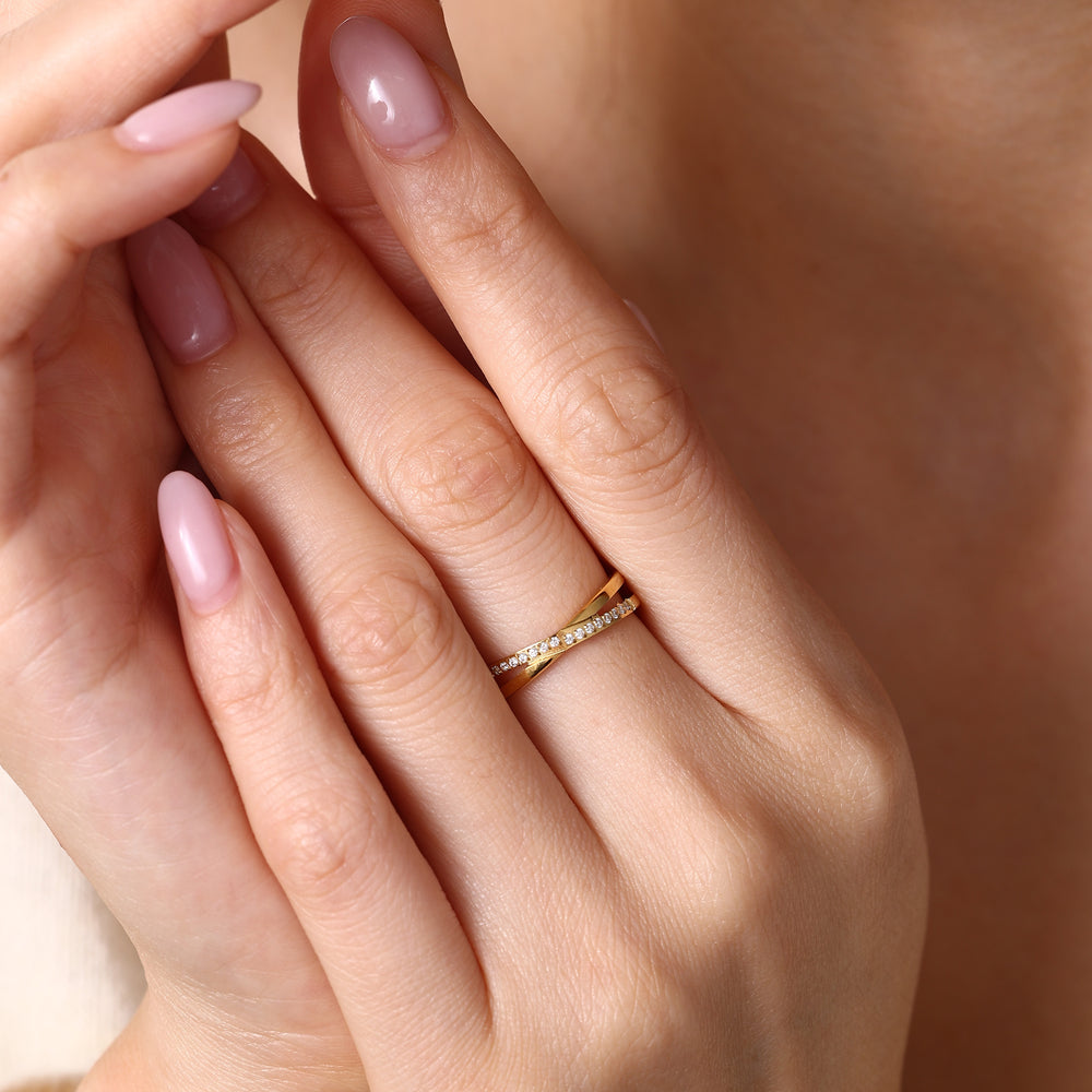 Crossing Wave Ring - Gold / 5