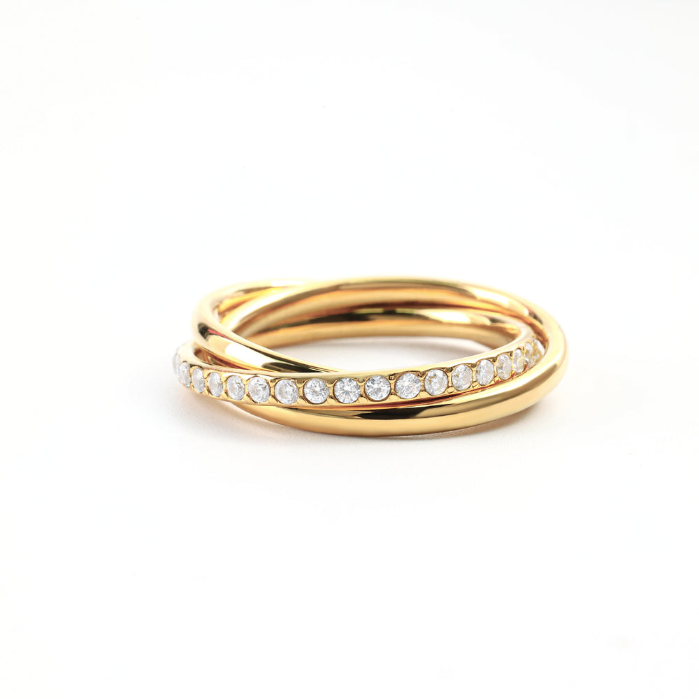 Crystal Interlocking Fidget Ring - Gold / 7