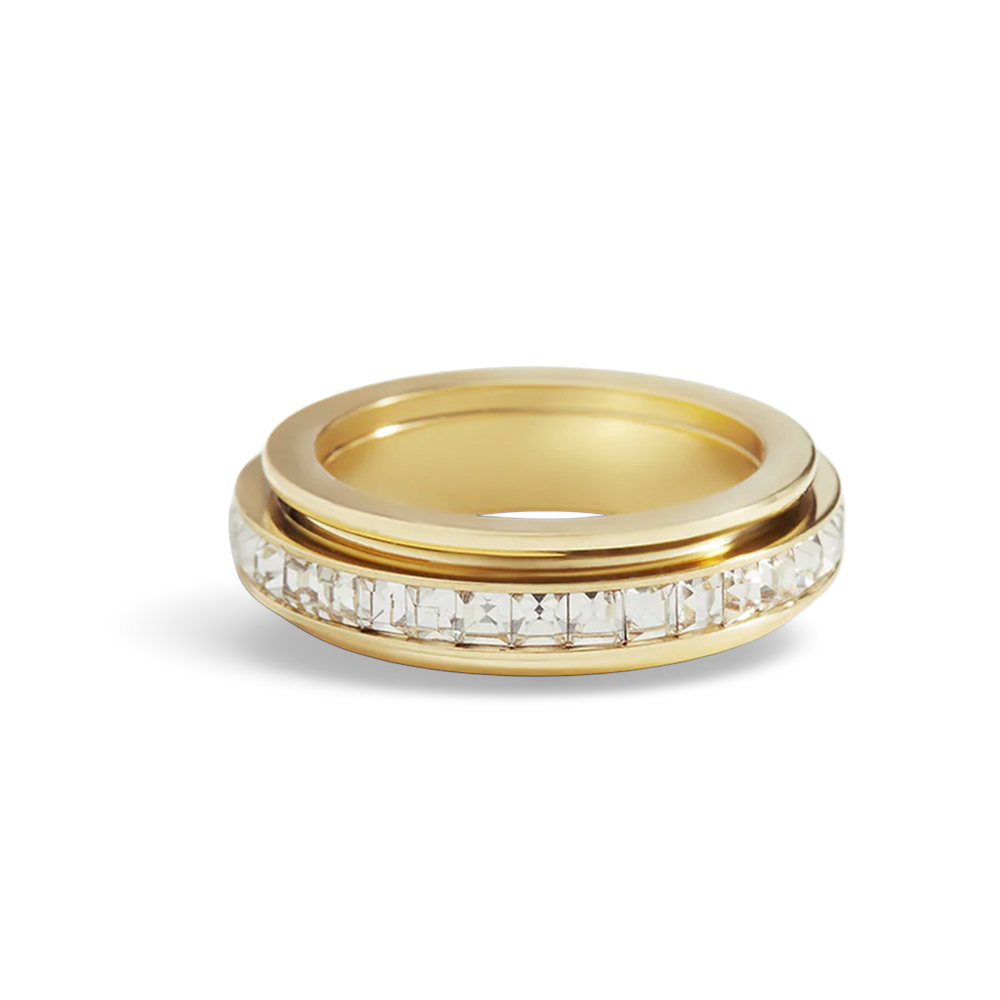 Diamond Statement Spinning Fidget Ring - 18k Gold Plated / 5