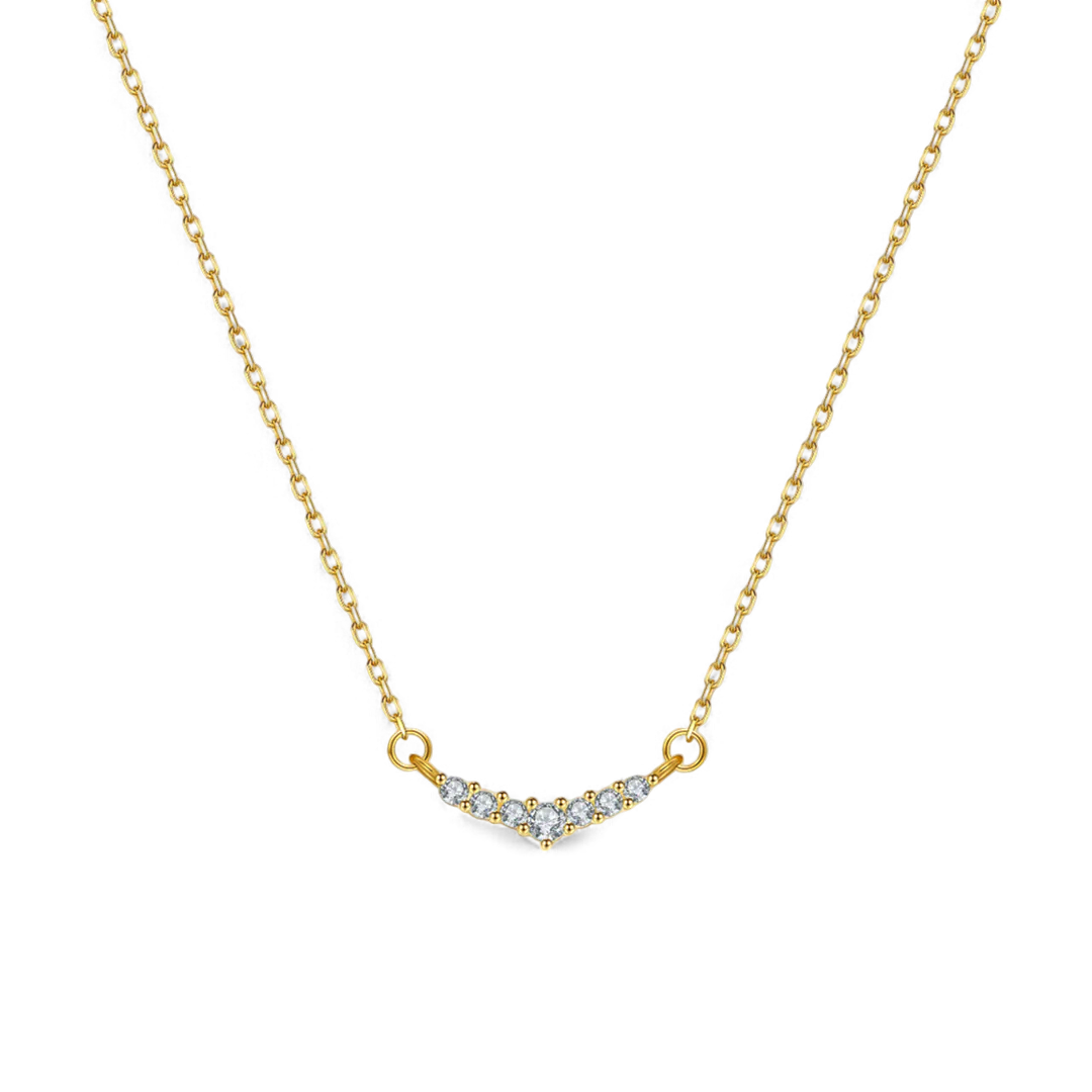 Curved Diamond Bar Necklace