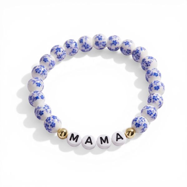 Blue Porcelain Floral Beaded Bracelet for Mom & Grandma – Mint & Lily