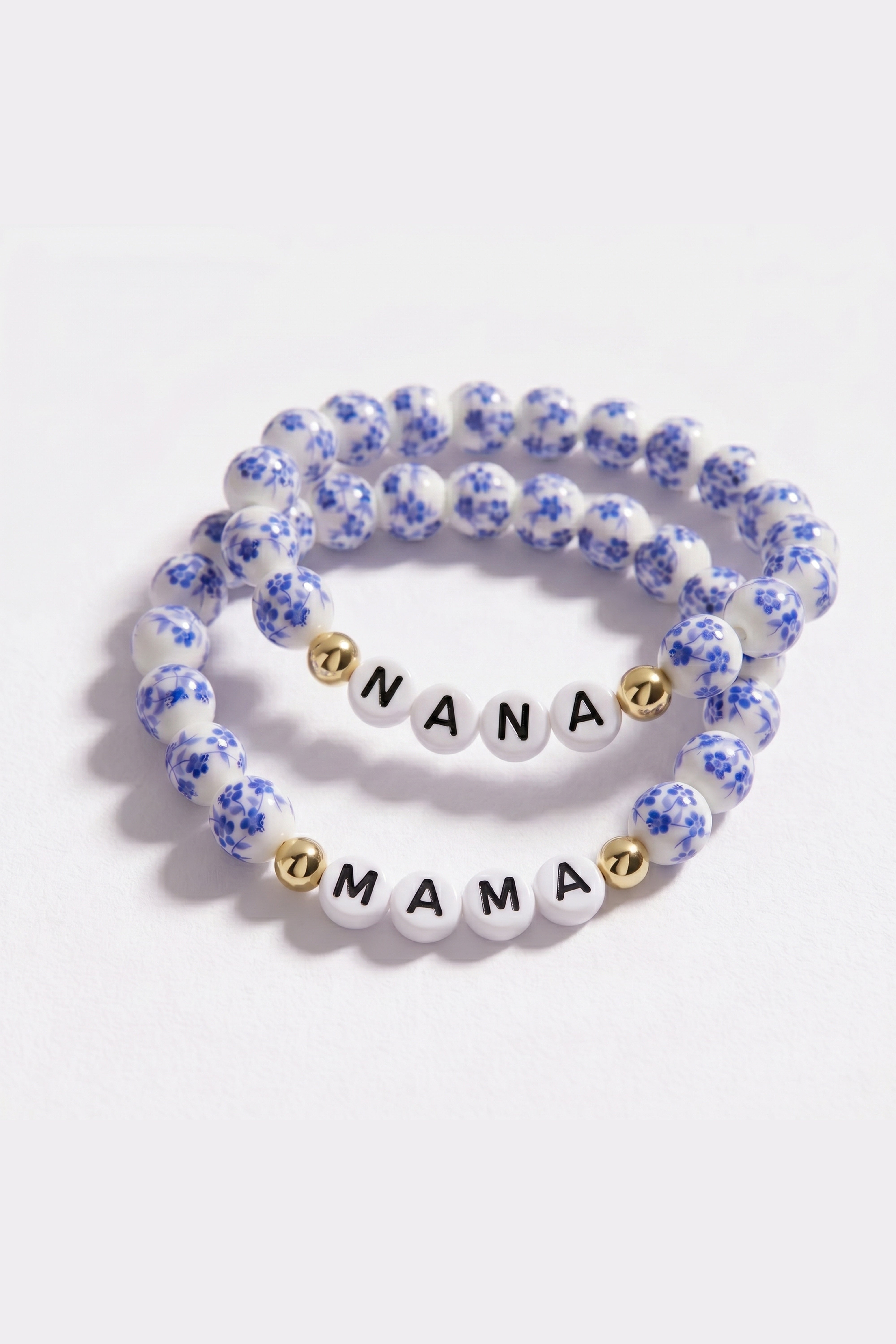 Blue Porcelain Floral Beaded Bracelet for Mom & Grandma – Mint & Lily