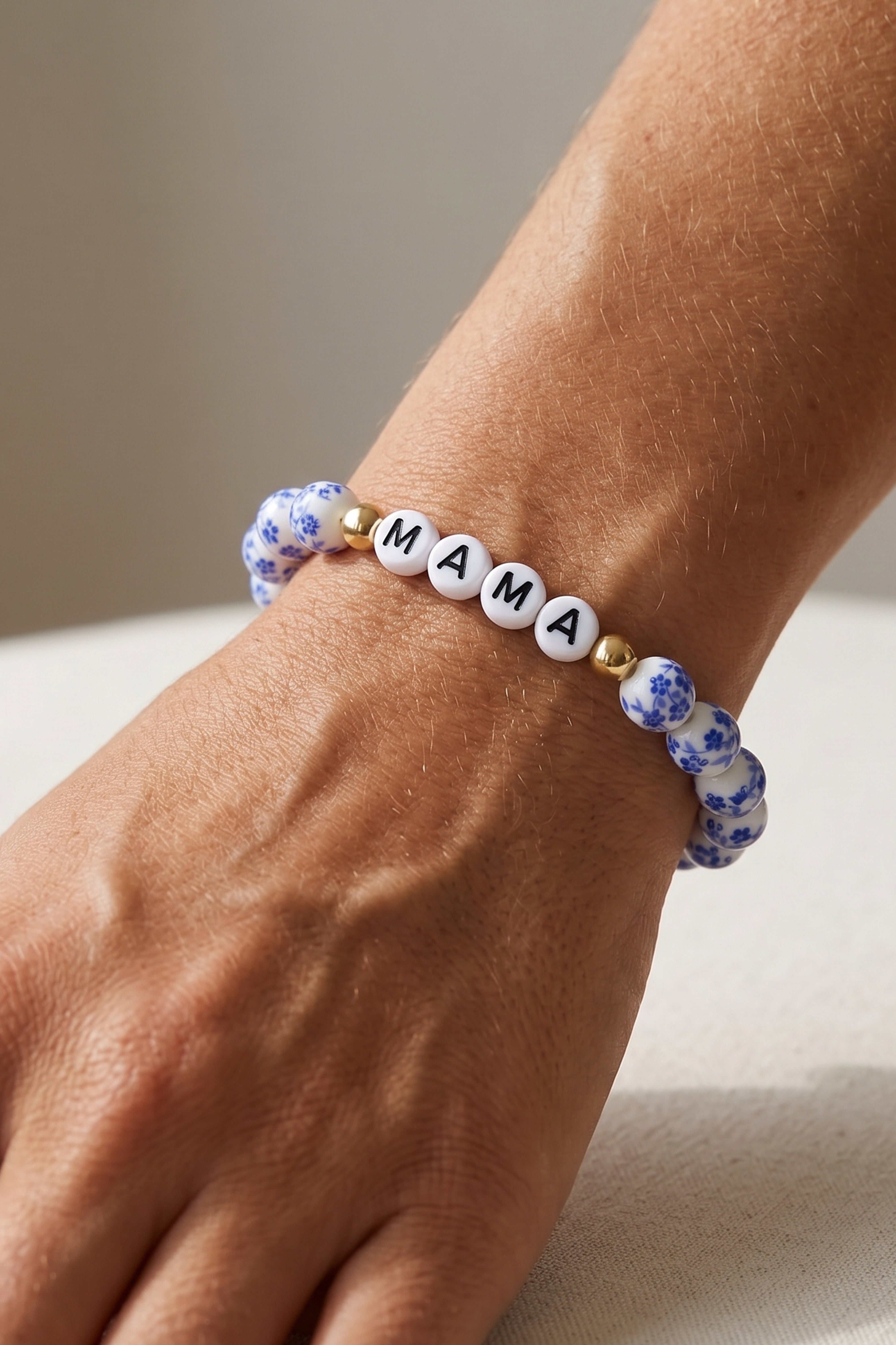 Blue Porcelain Floral Beaded Bracelet for Mom & Grandma – Mint & Lily