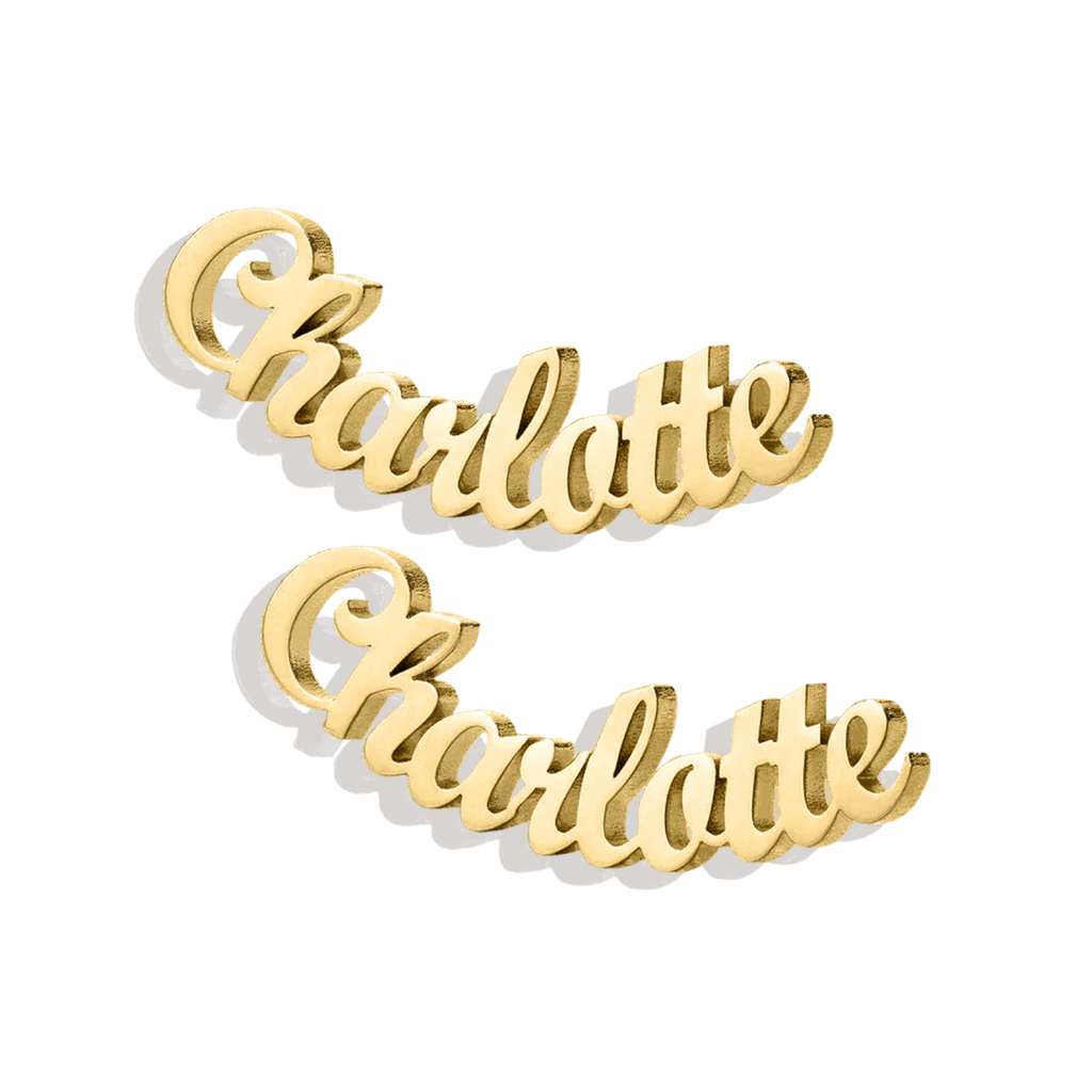 Custom name earrings gold on sale