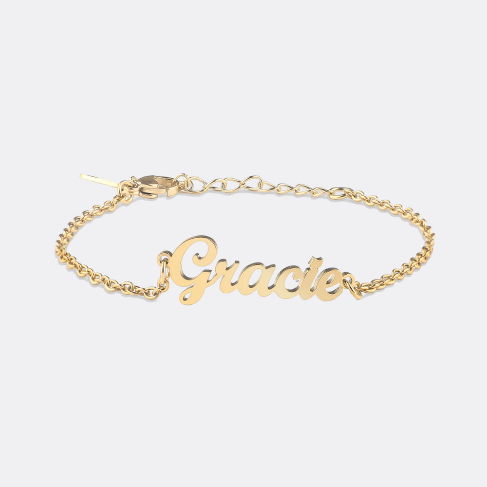Custom Name Anklet – Mint Lily - Main Image