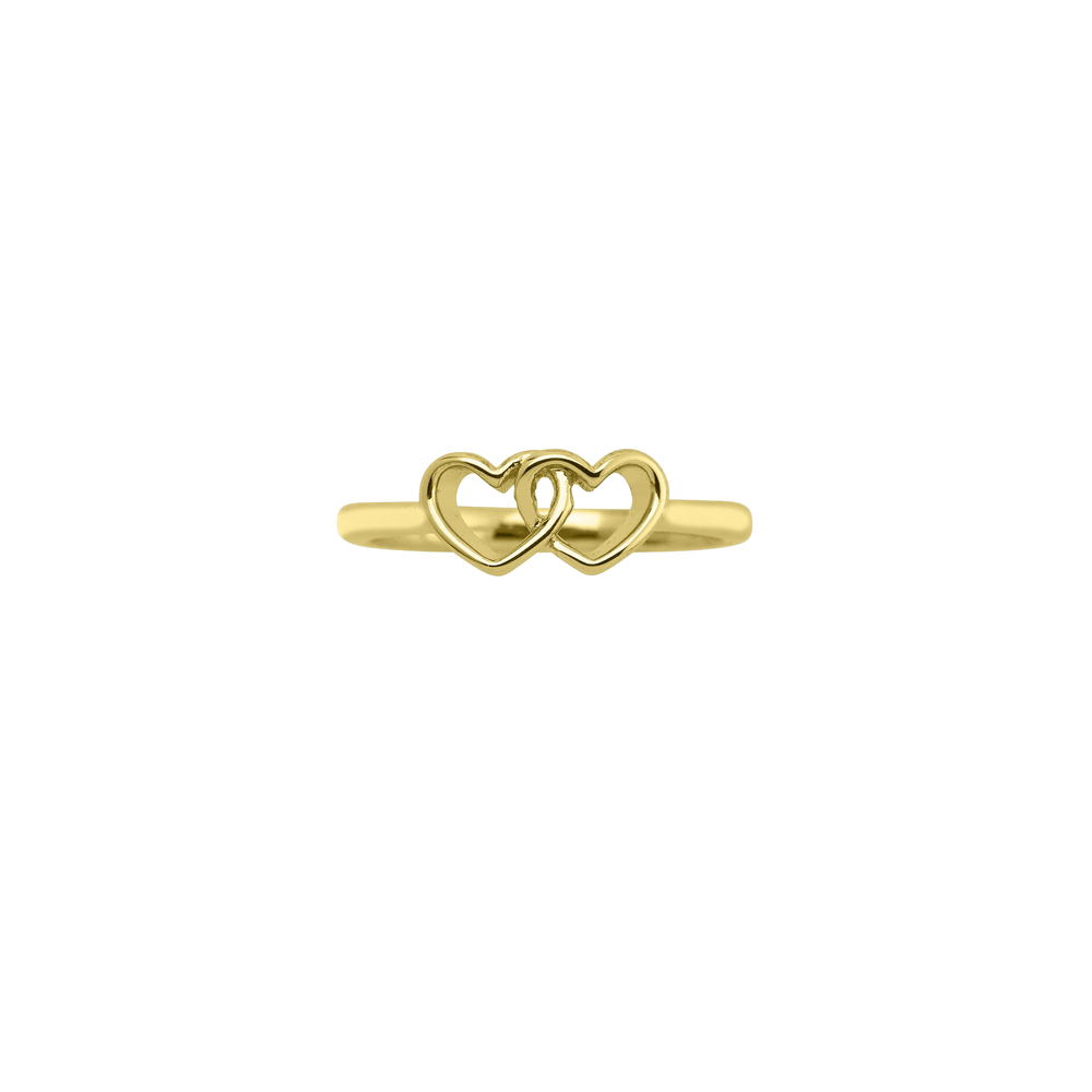 Zwei Herzen zusammen Ring - 18 Karat vergoldet / USA 4