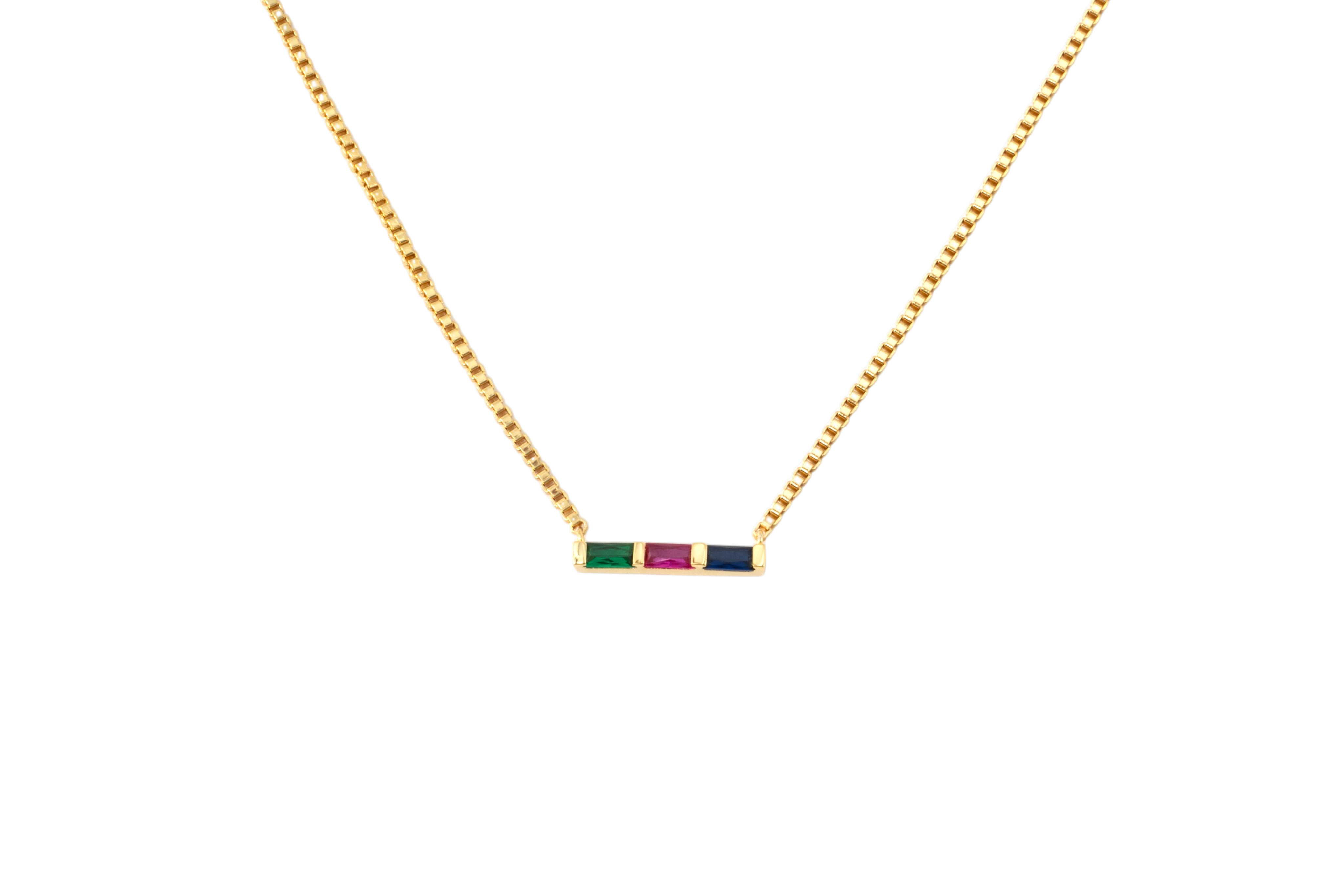 Dainty Baguette Birthstone Necklace