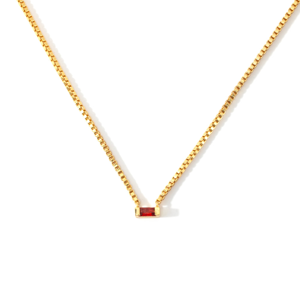 Dainty Baguette Birthstone Necklace - Gold / 1 / 18"