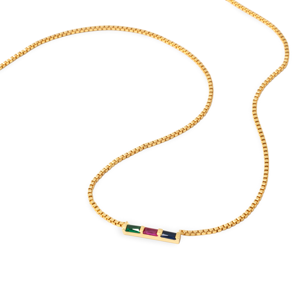 Dainty Baguette Birthstone Necklace - Gold / 1 / 18"