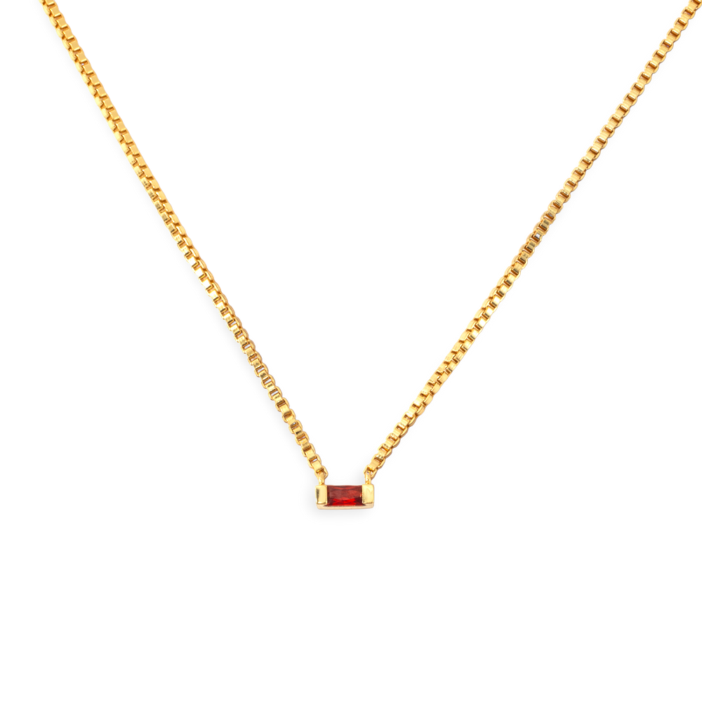 Dainty Baguette Birthstone Necklace - Gold / 1 / 18"