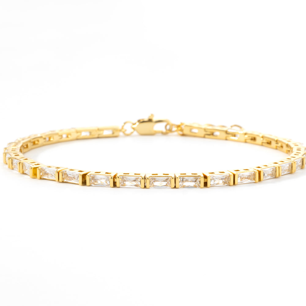 Dainty Baguette Tennis Bracelet - Gold / 6.5"+1"
