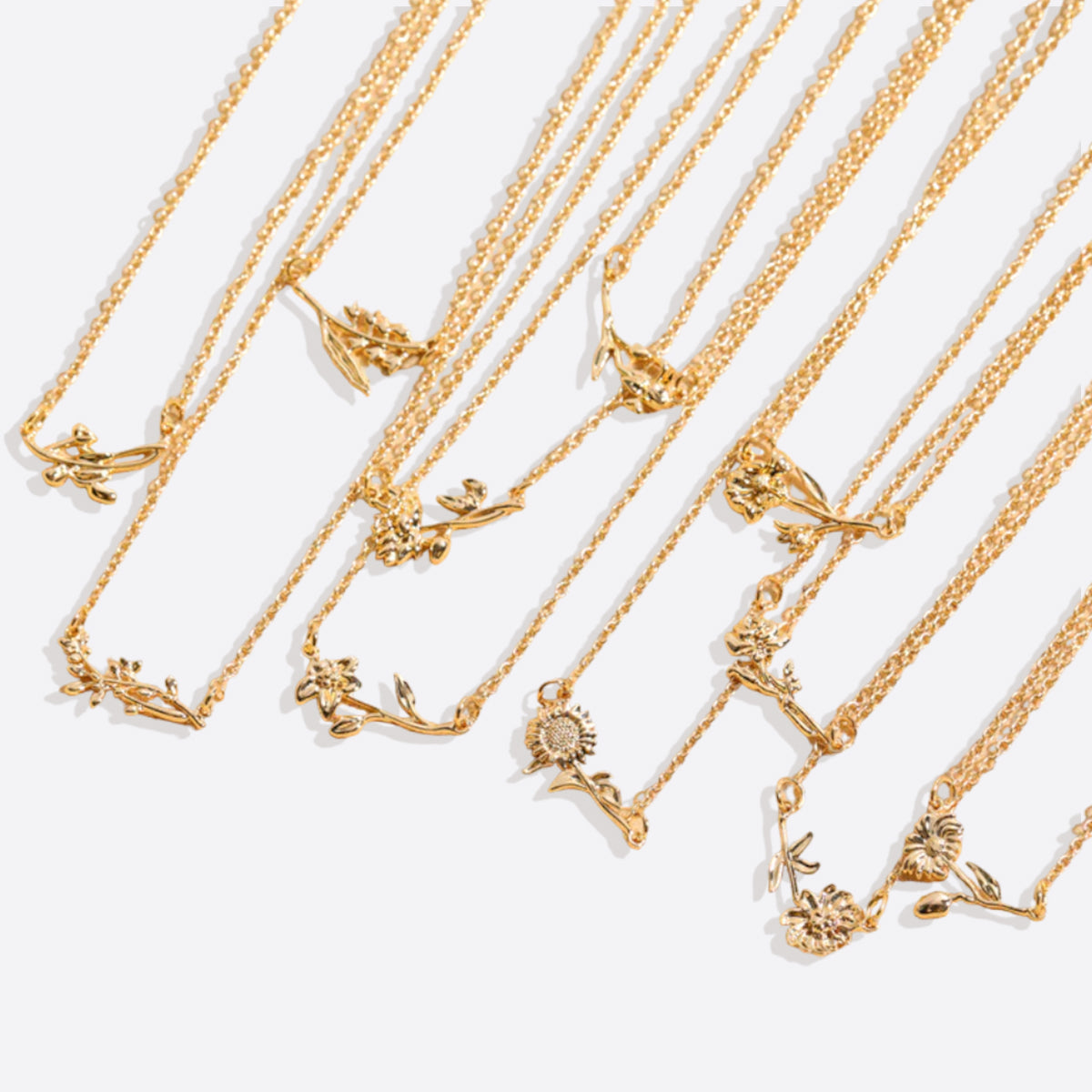 mint and lily birth flower necklace Dainty Birth Flower Necklace