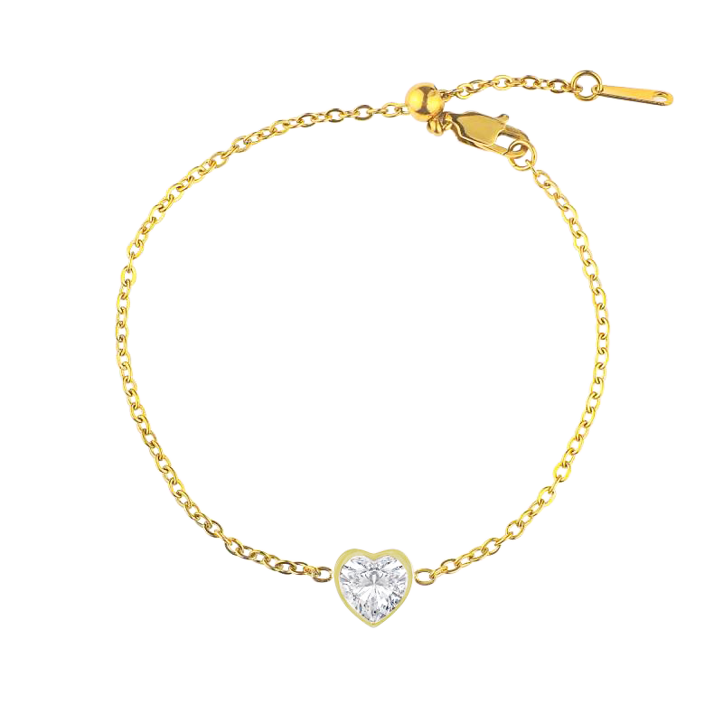 Dainty Heart Birthstone Bracelet