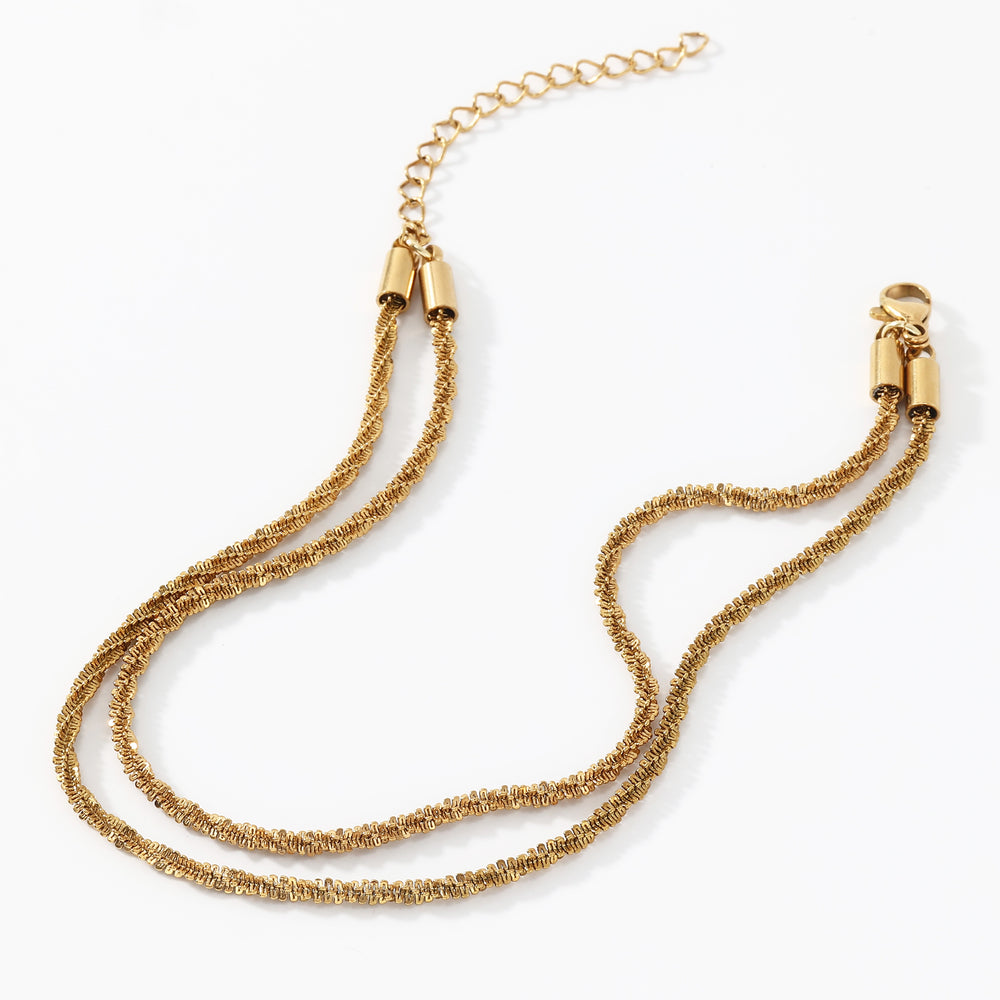 Dainty Layered Anklet - Gold / 9" + 1"