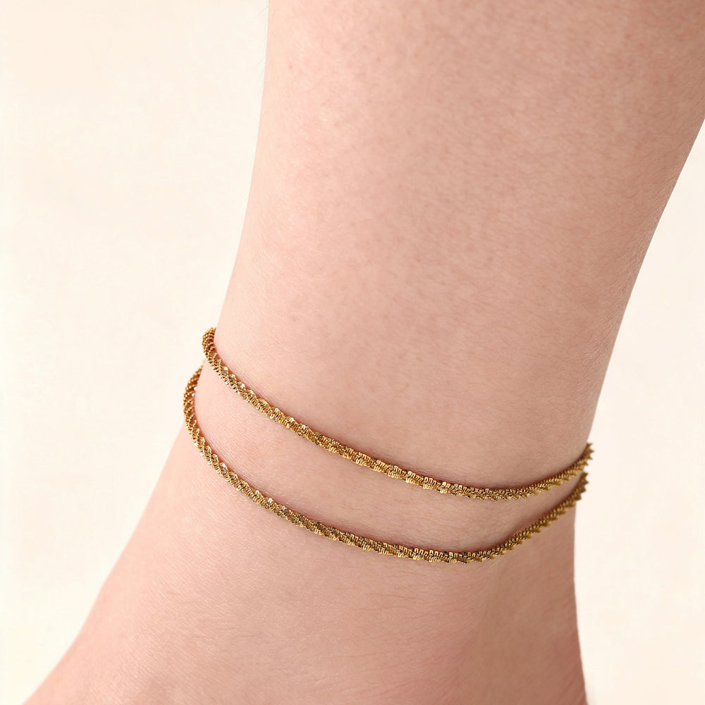 Dainty Layered Anklet - Gold / 9" + 1"
